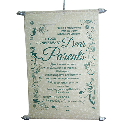 "Parents Anniversary Wishes Scroll Message -001 - Click here to View more details about this Product